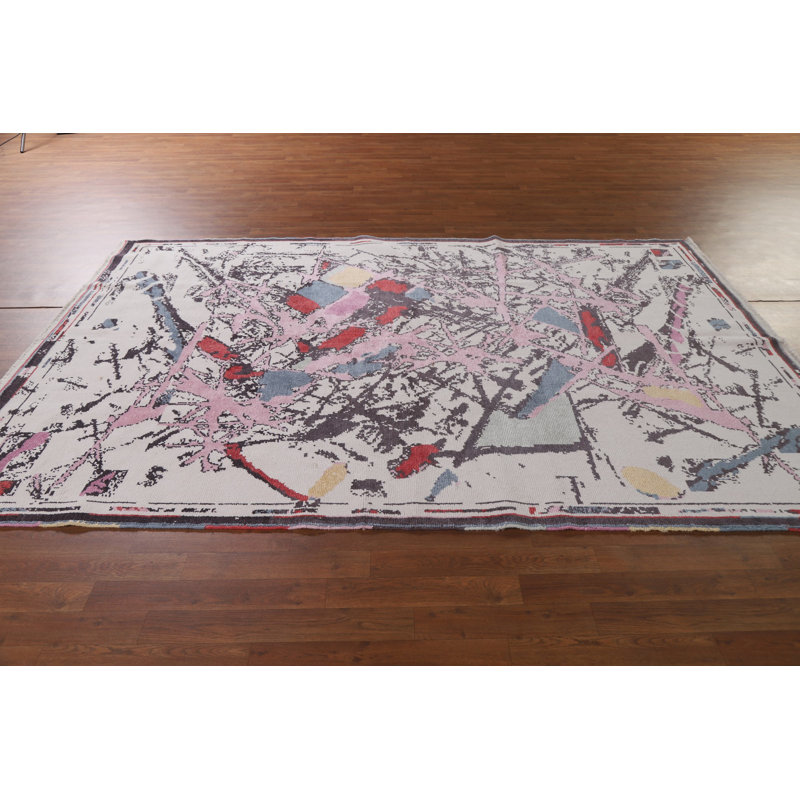 Tapis beige / rose / gris unique de 6 pi 3 po x 9 pi 2 po Ouellette