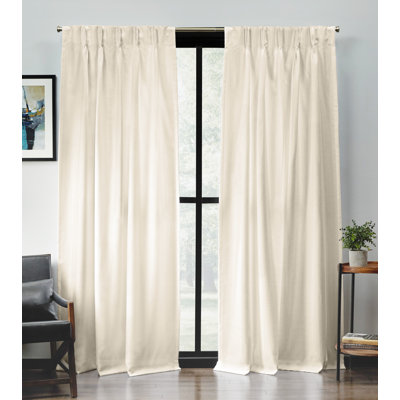 Loha Synthetic Solid Color Semi-Sheer Pinch Pleat Curtain Panels