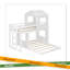 Lit superposé simple en bois sur lit double, lit mezzanine avec maisonnette, maison de campagne, échelle et garde-corps