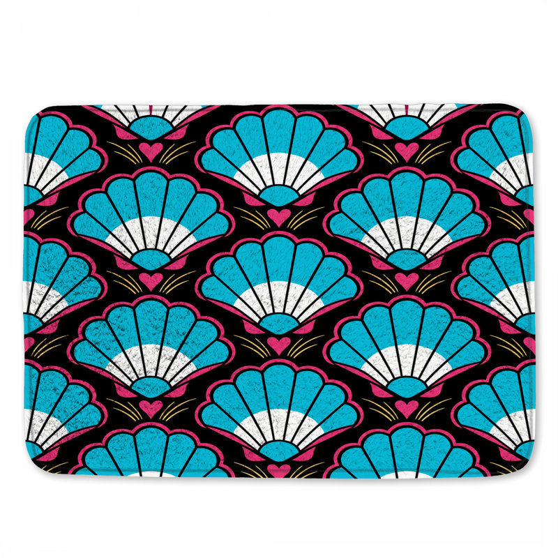 Tapis de bain bleu et blanc, 24in W x 17in L