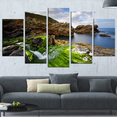 «Rocks and Waterfall in Spanish Coast», ensemble de 5 toiles tendues
