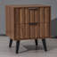 2-Drawer Fluted End Table With Solid Wood Legs, Storage Side Table For Living Room/Bedroom