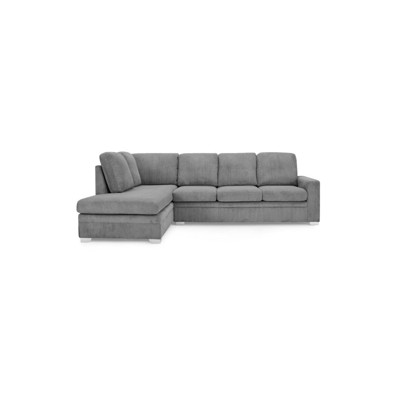 Porath Left-Hand Facing Upholstered Corner Sofa, Grey, Left Hand Facing