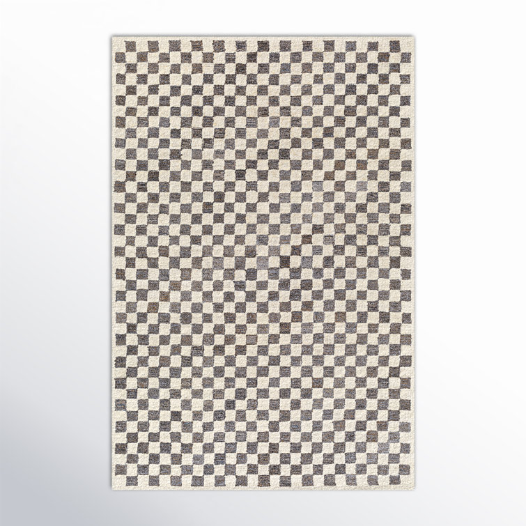 Marino Geometric Handmade Tufted Wool/Recycled P.E.T. Area Rug in Gray/Beige