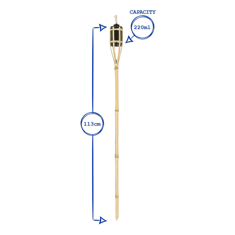 Bamboo Garden Pathway Fire Tiki Torches, 113cm H x 6cm W x 6cm D, Pink