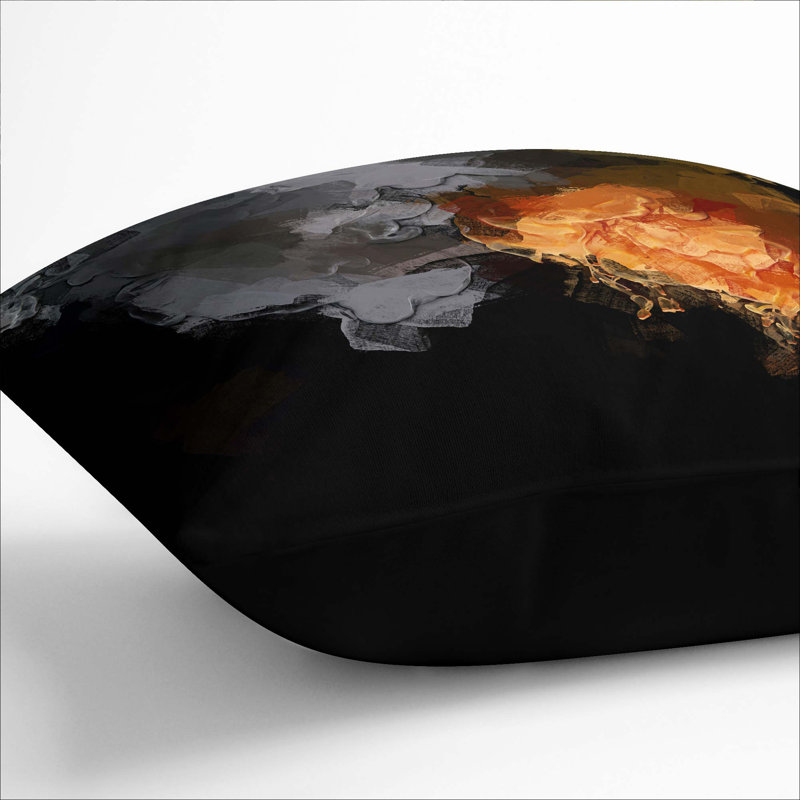Fire of the Mind in Abstract Cushion with Filling, 40cm H x 40cm W x 15cm D, Black