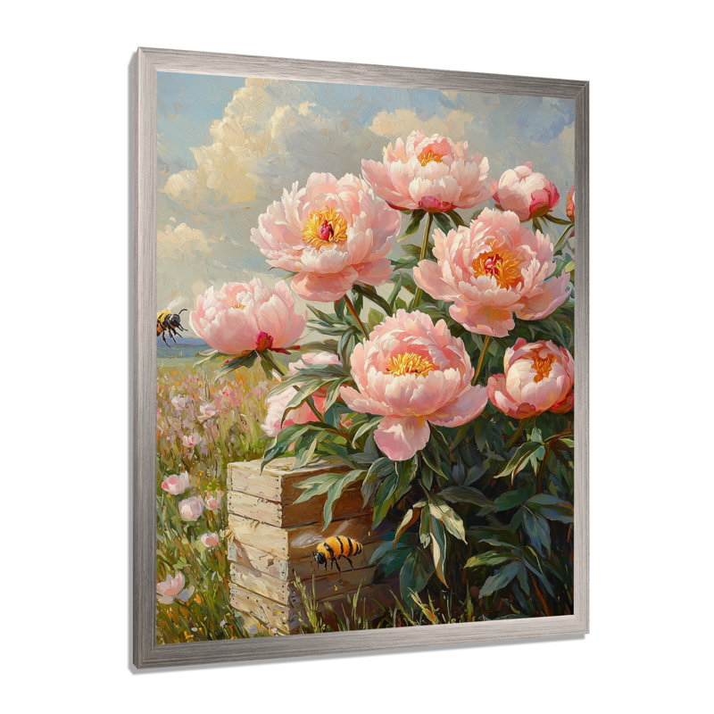 Gibsonburg - art mural floral, H 40 po x l 30 po, Picture Framed, Argent argent