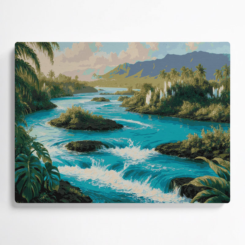 «Hawaiian River Flows», art mural en métal gris, H 11 po x l 14 po