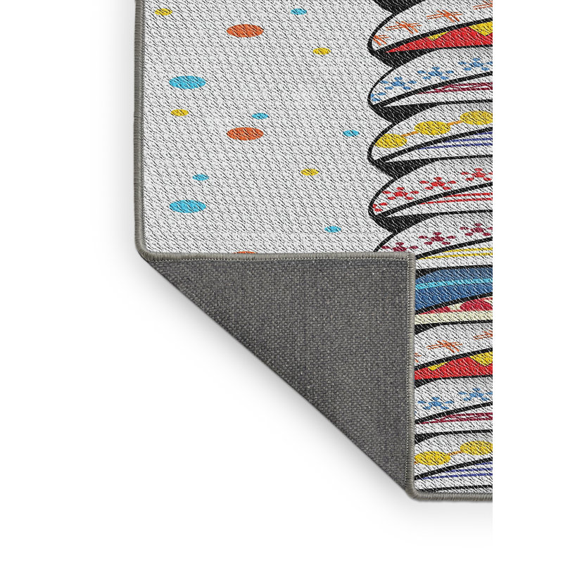 Tapis beige / rouge / bleu Power Loom, Rectangle 4 pi x 6 pi