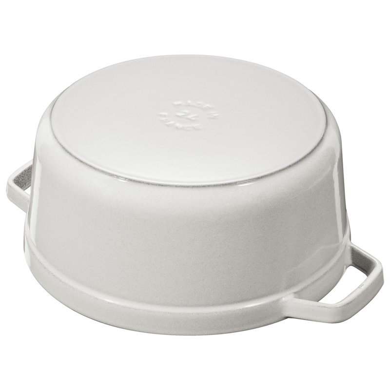 La Cocotte Cast Iron Round Cocotte, 5.5 quarts, White Truffle