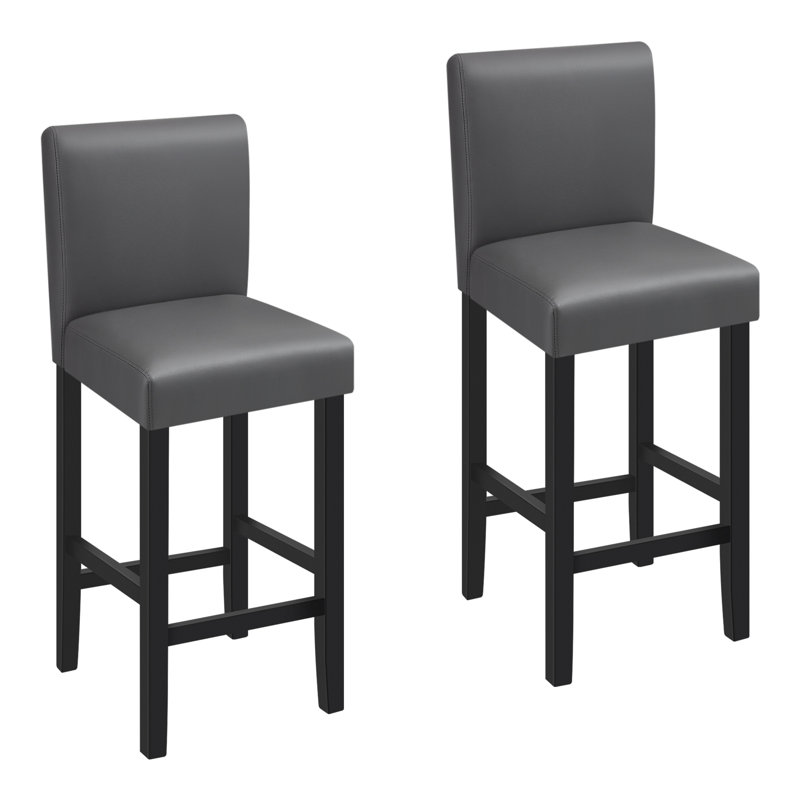 Ambriz Upholstered Counter Stool with Solid Wood Frame, Grey
