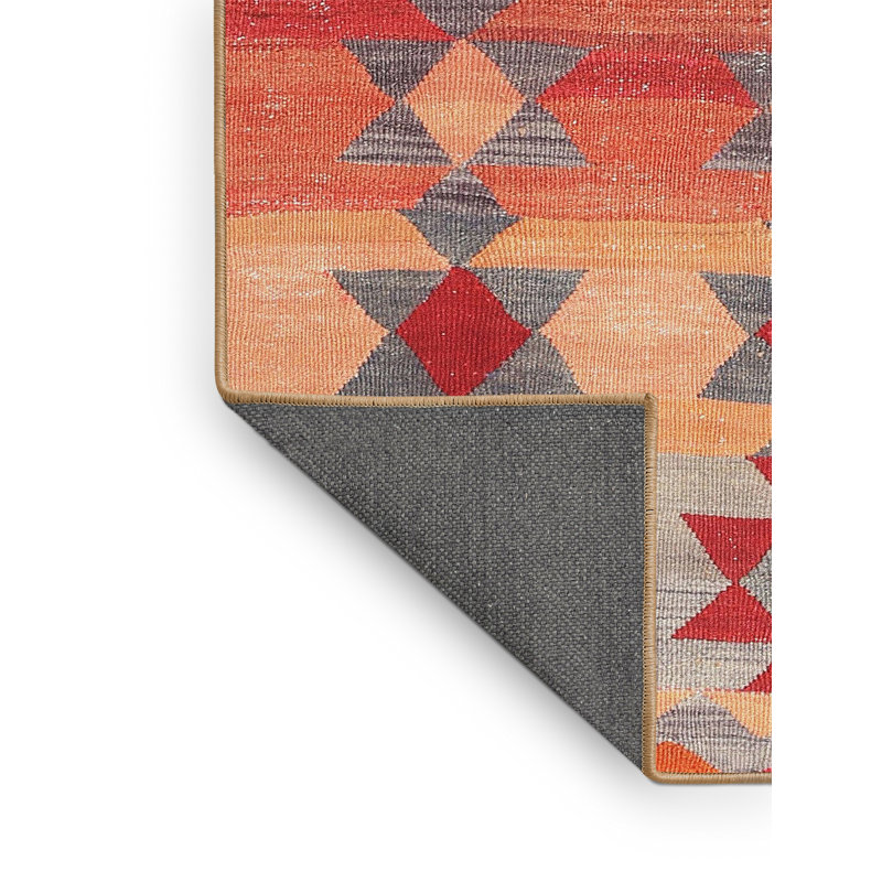 Tapis contemporain rouge / gris / safran, Rectangle 4 pi x 6 pi