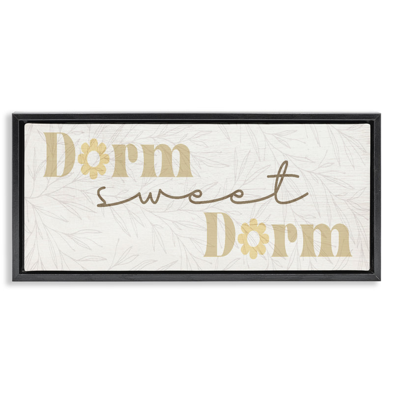 «Sweet Dorm» avec cadre flottant rétro Florals, design par Lil 'Rue, H 14 po x l 31 po, Cadre flottant noir de jais
