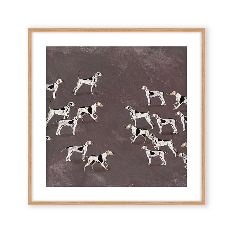 Nature Inspired Modern Ensemble: Sleek Hound Soirée, 36" H x 36" W, Framed Matted Print, Gold