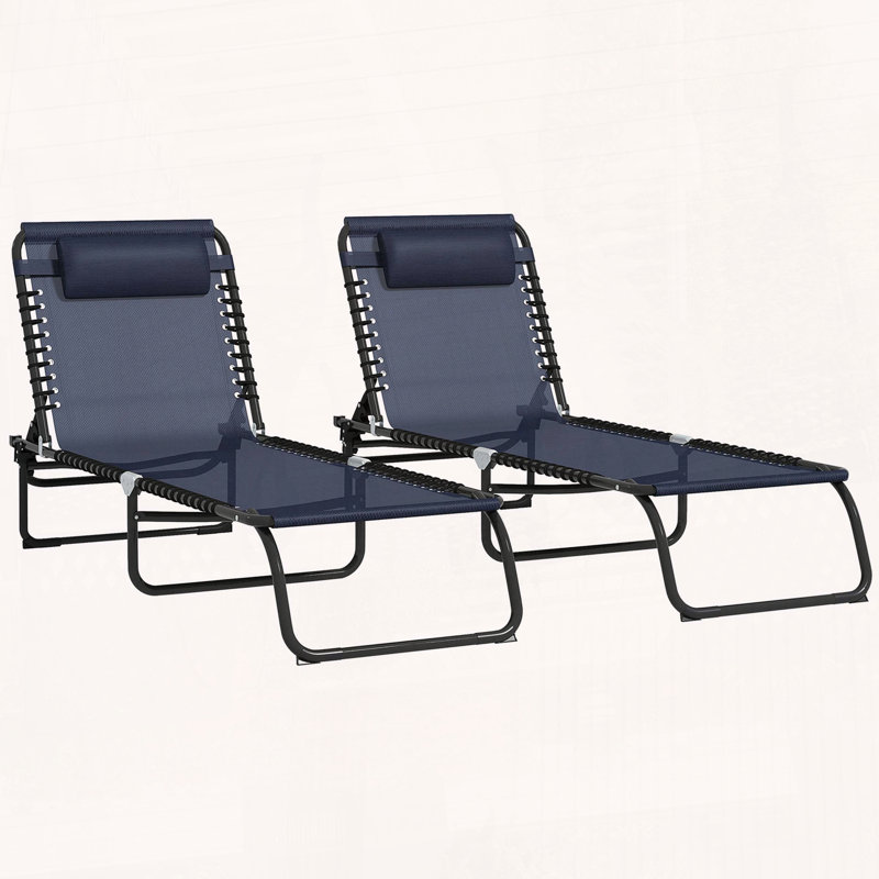 Ensemble 2 pièces de chaise longue pliante Outsunny