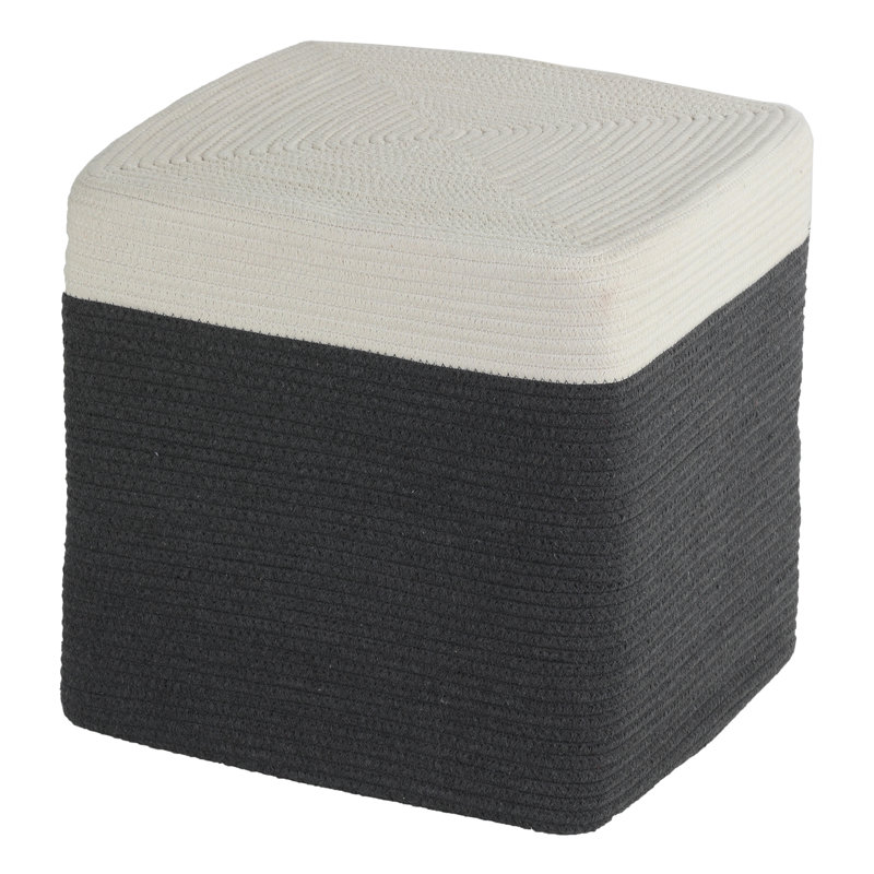 repose-pieds corde carrée Aspenson, Mélange de polyester gris / blanc