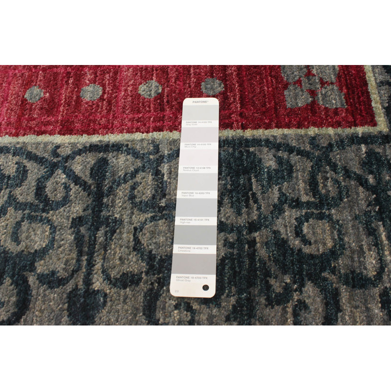 Tapis unique en laine noué à la main 7 pi 10 po x 9 pi gris nouvel âge Lahore Carridice