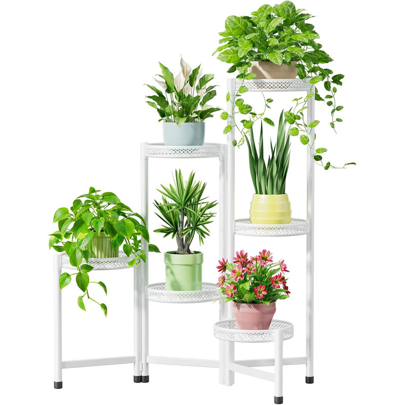 Plant Stand, White Carved