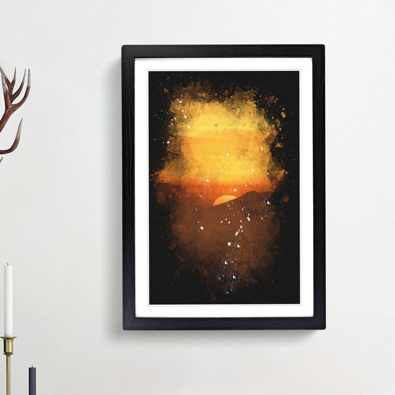 Orange Sunset Abstract - Picture Frame Graphic Art Print, 45cm H x 33cm W x 2cm D, Black Framed
