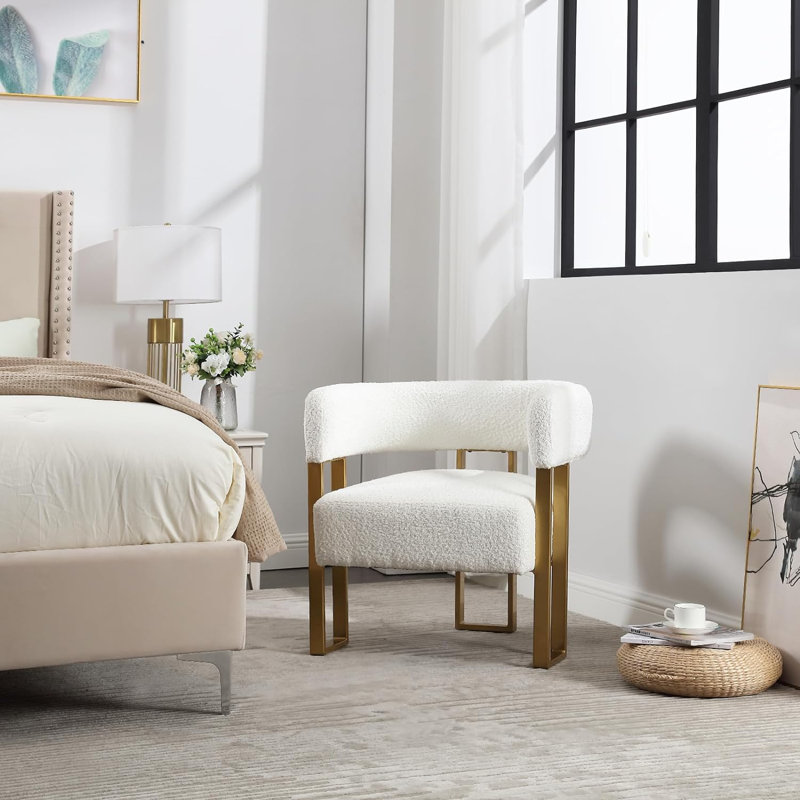 Bayern Upholstered Barrel Chair, White