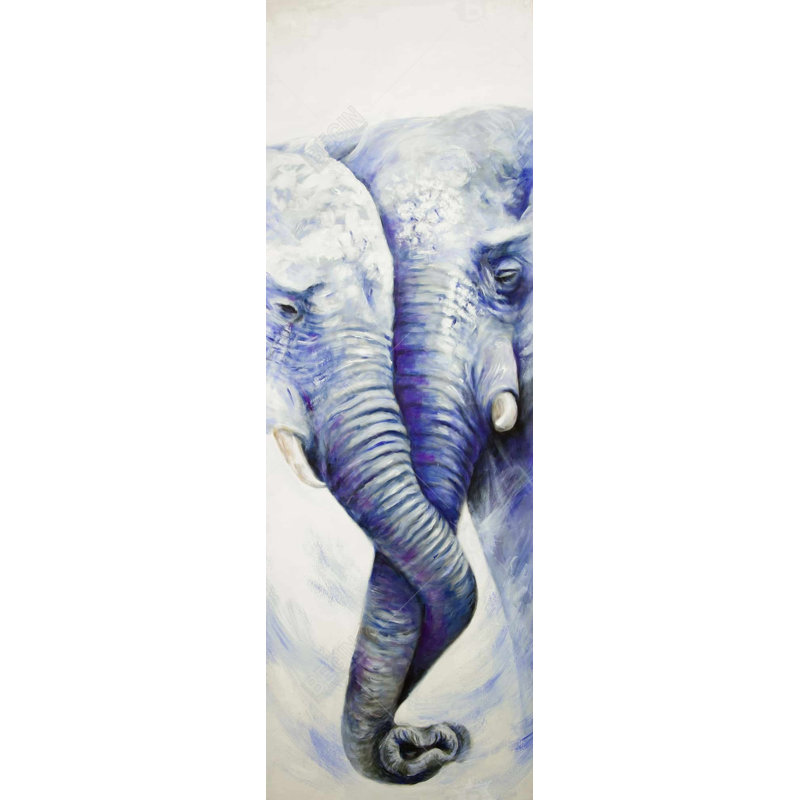 "Couple d'éléphants s'aimant" sur toile