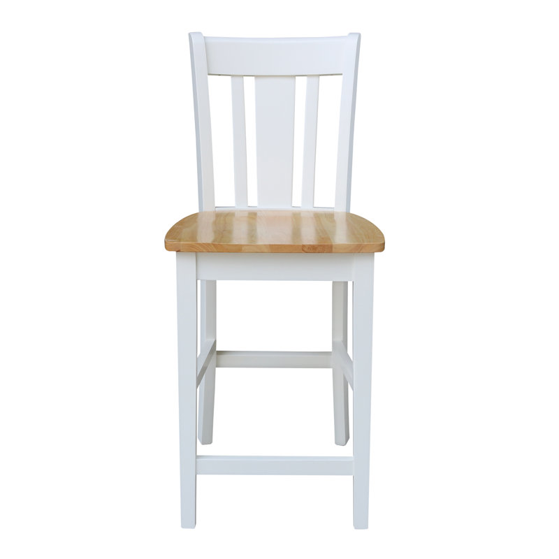  Guzik Solid Wood Counter Stool, Counter Stool (24" Seat Height), White/Natural