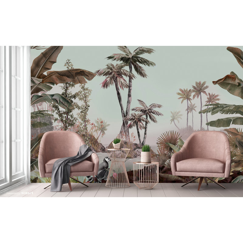 Murale de papier peint paradis tropical, L 87,96 po x l 163 po, Mauve