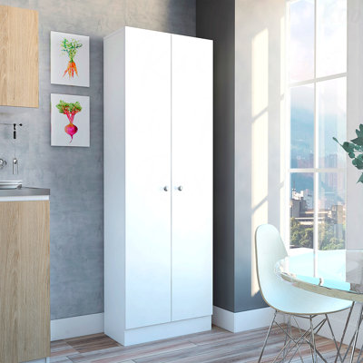 Armoire garde-manger - 5 tablettes, armoire double porte, blanc