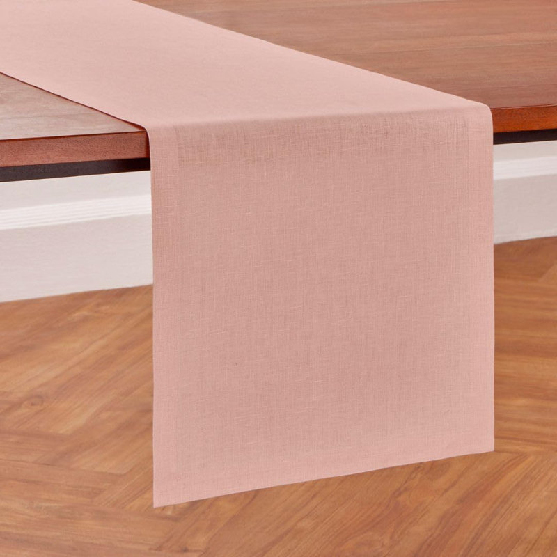 Diana - 100% Pure Linen Table Runner, 108" x 14", Misty Pink