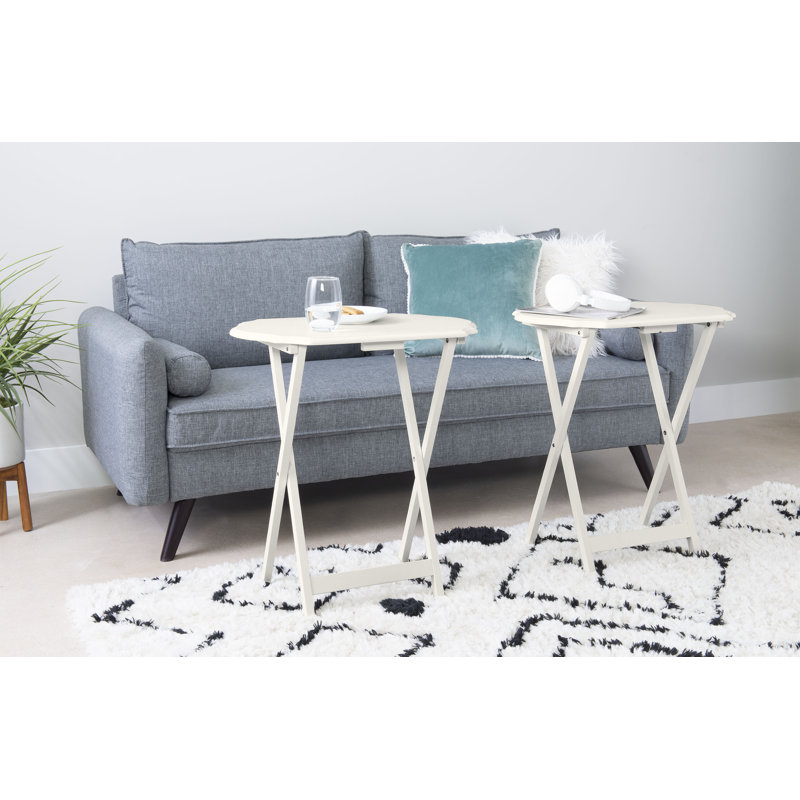 Bailie Folding Snack End Table, White