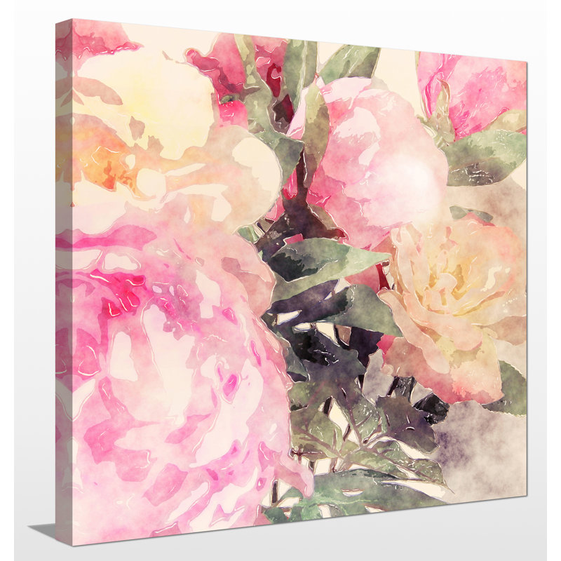 « rose floral », reproduction d’art sur toile tendue, H 36 po x l 36 po x P 1,5 po