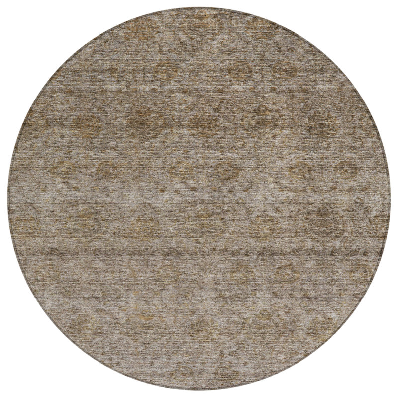Machine Washable Indoor/Outdoor Chantille ACN1170 Brown Rug, Round 8'