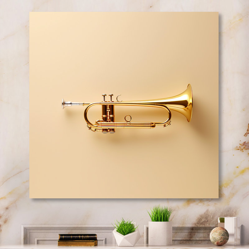 «Gold Trumpet Call Bold Brass I» sur, H 36 po x l 36 po x P 1,5 po