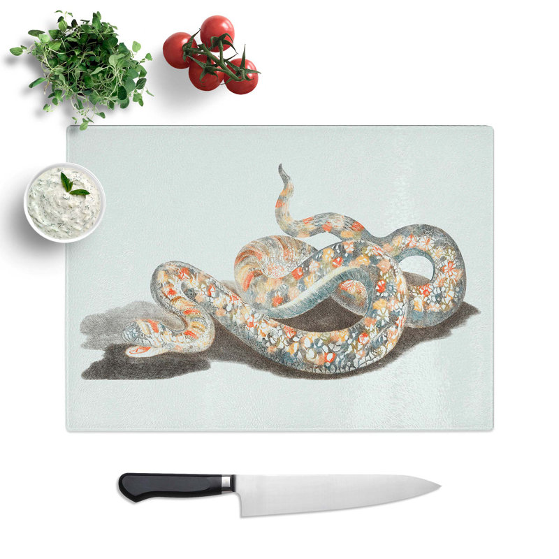 Tempered Glass a Snake Chopping Board, 39 cm W x 28.5 cm L