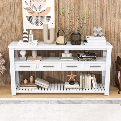 Stylish Multi-Functional Entryway Table with Drawers, Shelves
