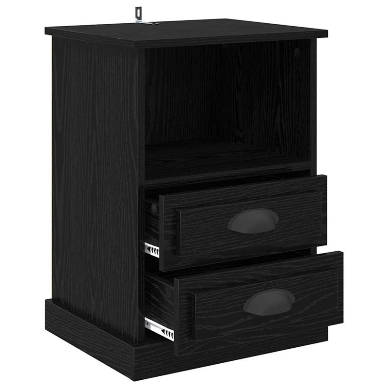 43cm W Manufactured Wood Bedside Table, Black Oak