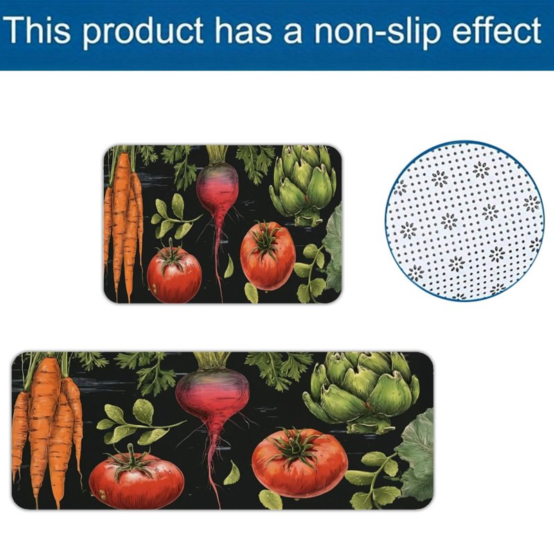 Tapis de cuisine rétro 2 pièces