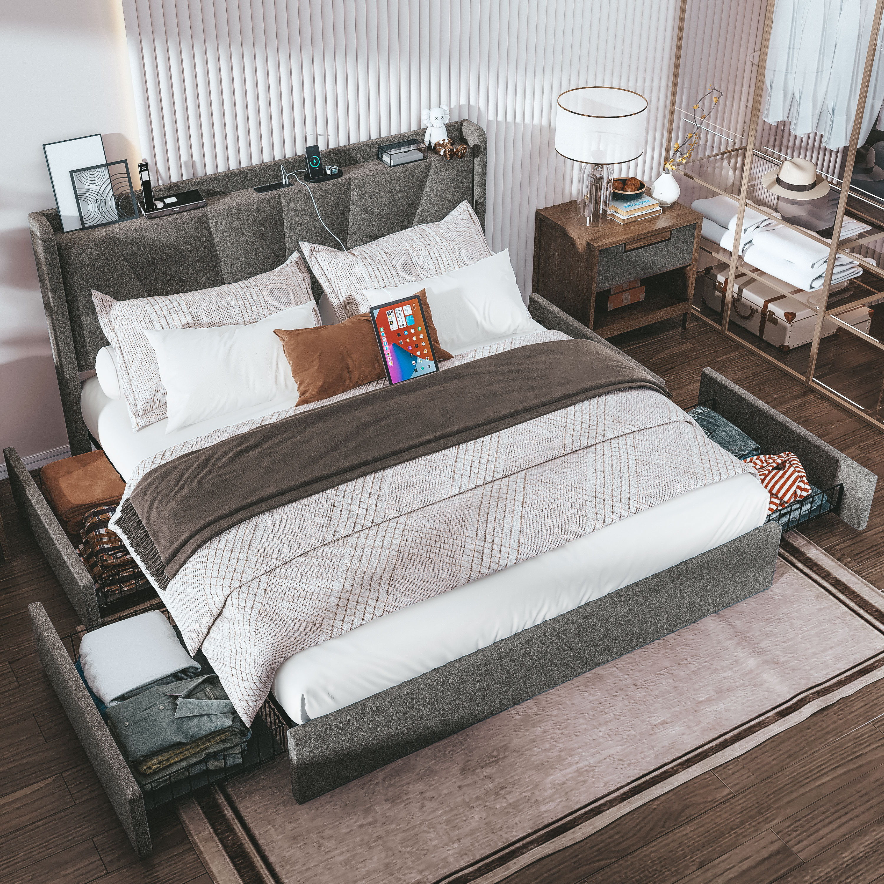 Latitude Run® Crothers Tufted Storage Platform Bed