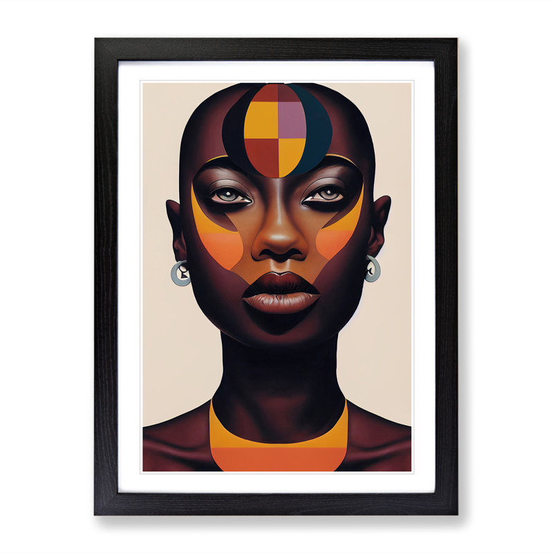 Striking Woman No.1 Abstract - Single Picture Frame Print, 64cm H x 46cm W x 2cm D, Black 