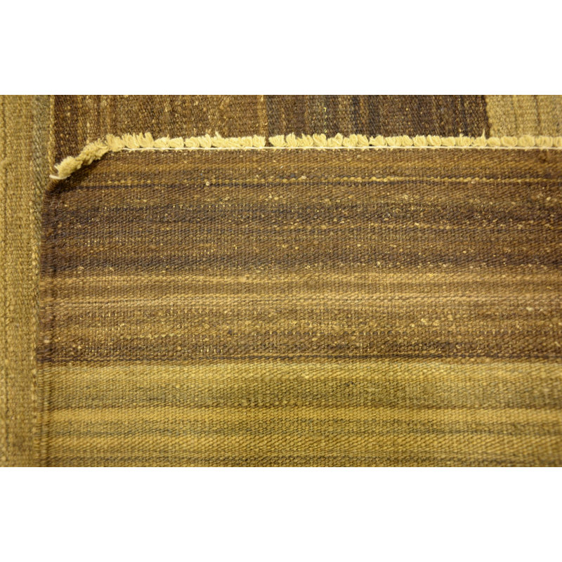Tapis de zone en laine brun/jaune 1 po x 6 pi 10 po one-of-kind-noué la main Warminster