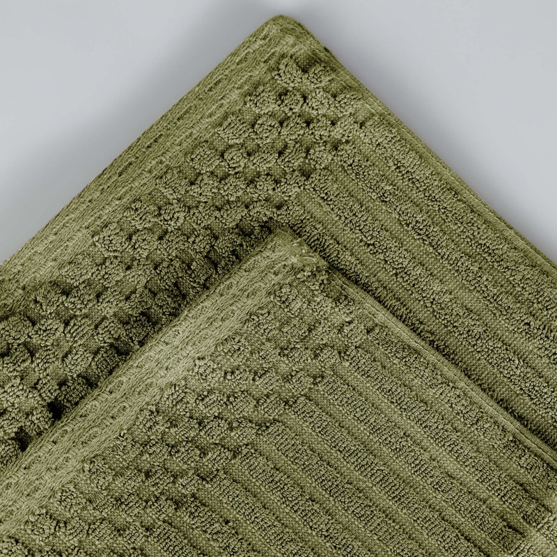 Ensemble de serviettes en coton très absorbant de six articles avec bordure unie et carreauté Ruvins, Vert sauge