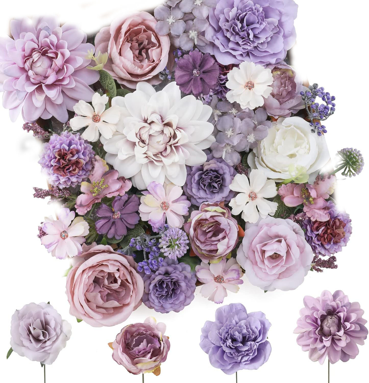 Primrue Artificial Flowers Combo Purple Flowers Mix ,Silk Flowers