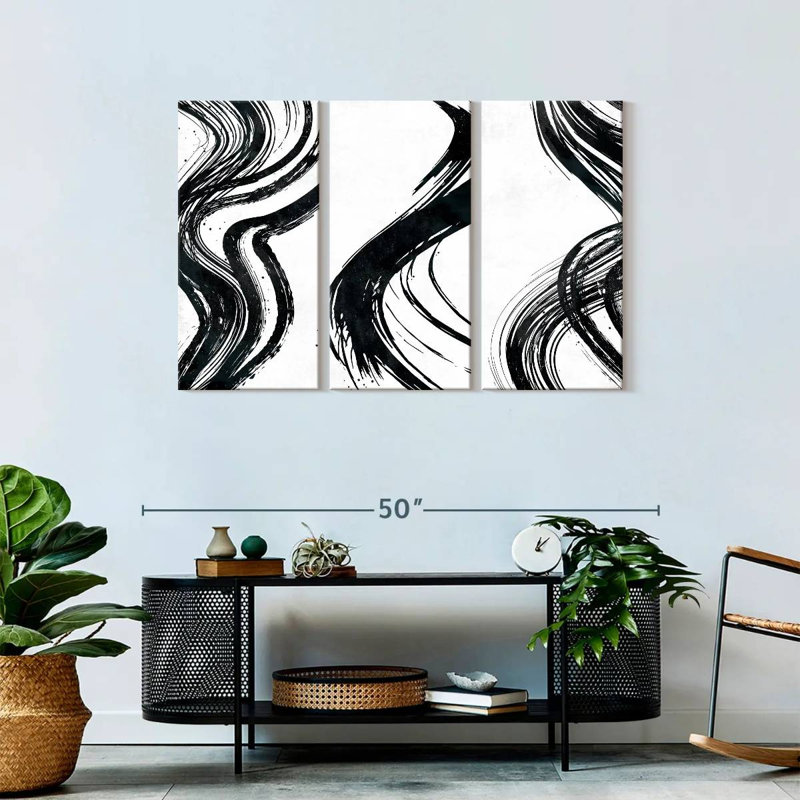 Impression sur toile Wispy Black Brush Strokes, H 45 po x l 28 po x P 1,25 po