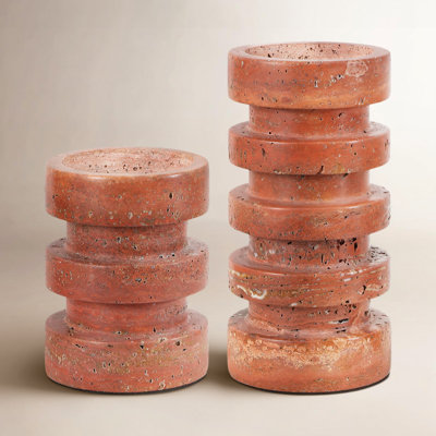 Travertine Pillar Candle Holder