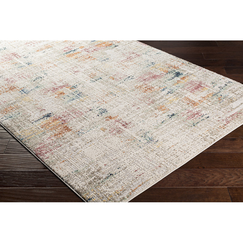 Diorio Abstract Cream/Saffron Area Rug, Rectangle 6'7" x 9'6"