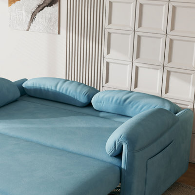 Vitrine du canapé: canapé-lit en velours de 54 po - un bijou de salon à double usage avec option de lit rétractable