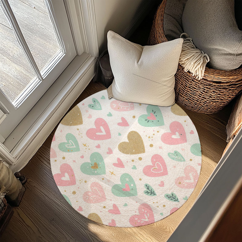 Tapis tressé Love Love, Rond 5 pi