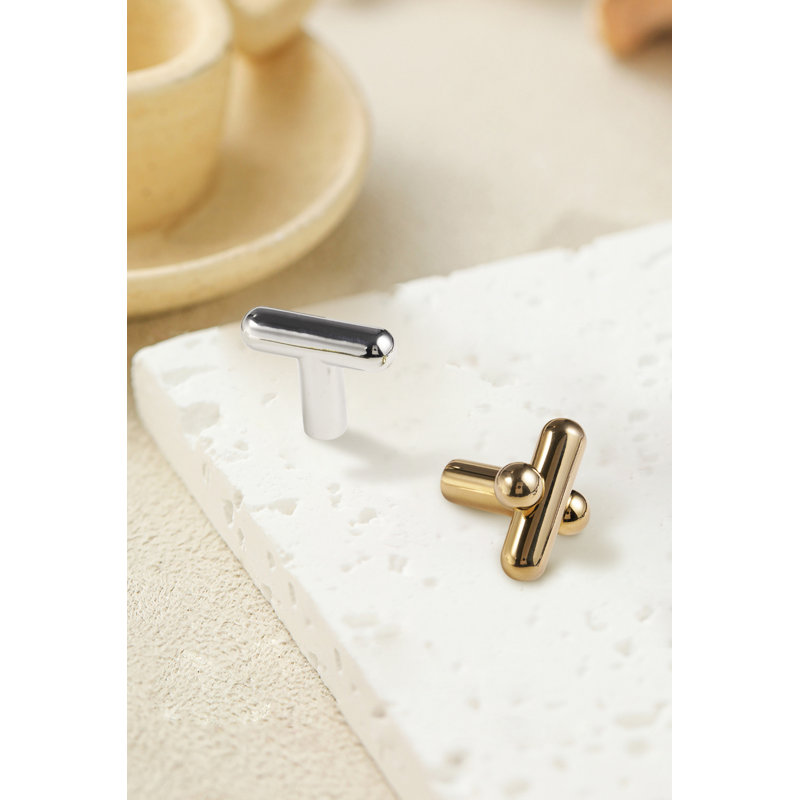 1-1/5" Length Bar Knob, Bright Gold