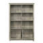 Bibliothèque en chêne gris de 47 po de largeur comprenant 4 portes d'armoire, 6 sections de rayonnage, tablettes fixes, finition charmante en noyer contrastant, dispositif anti-basculement, profondeur de 12,14 po, hauteur de 68,89 po, lit de 109,92 lb