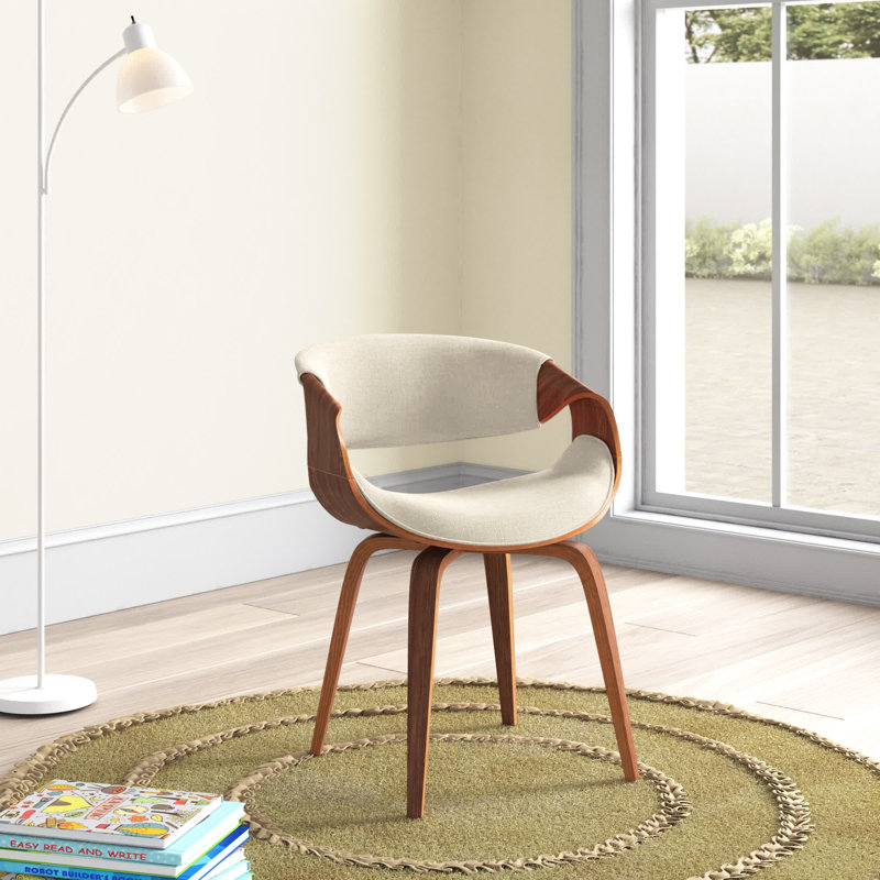 Bhavya Upholstered Arm Chair, Cream Basketweave